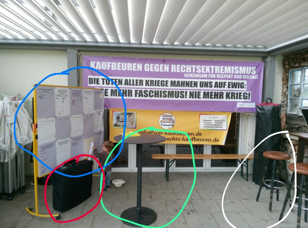 Stand vor der Veranstaltung